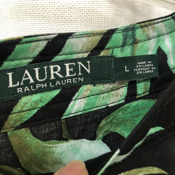 Lauren Ralph Lauren Blouse Size Large Tropical Leaf Print 3/4 Balloon Sleeve - Picture 3 of 7